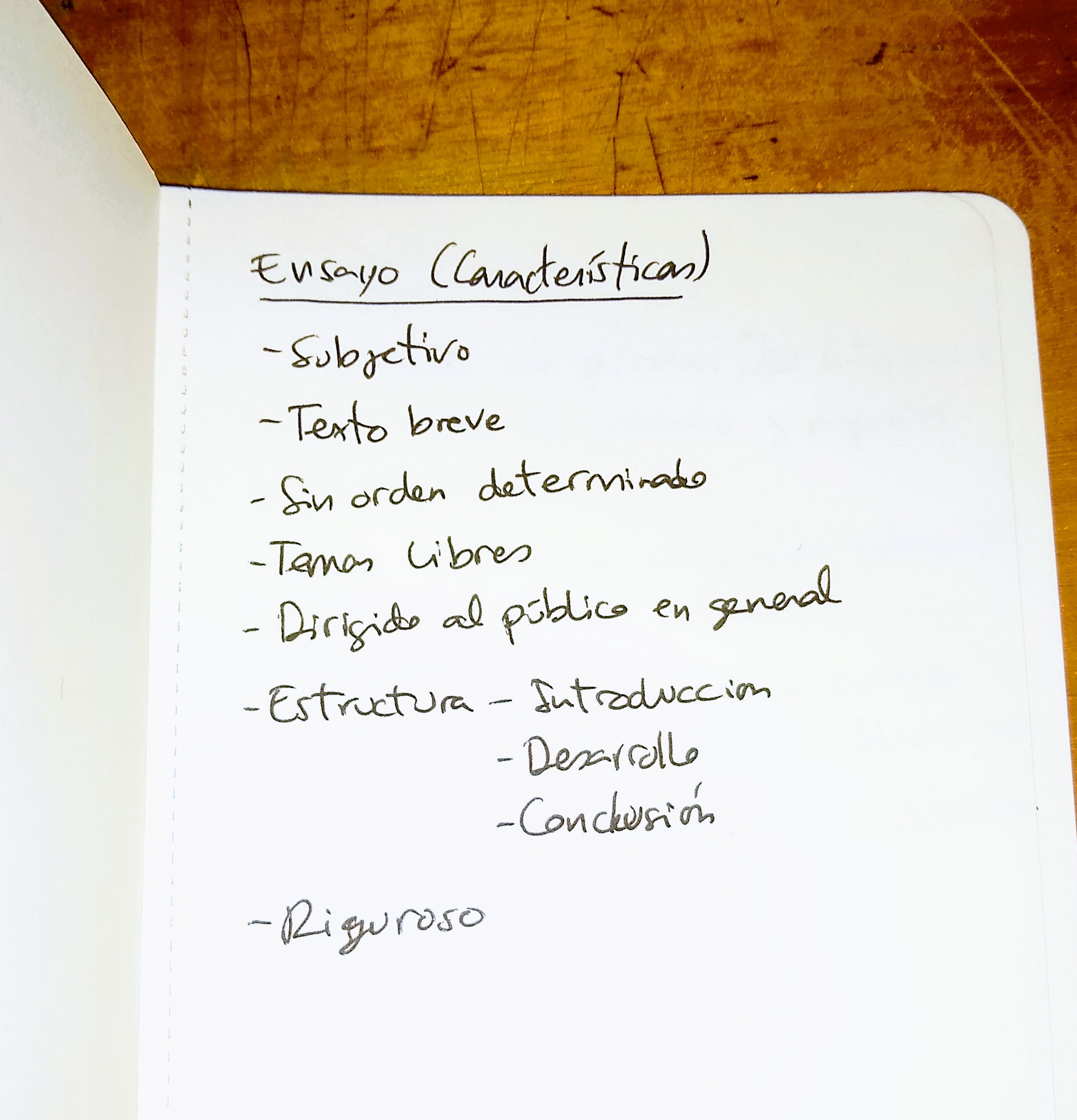 Características del ensayo